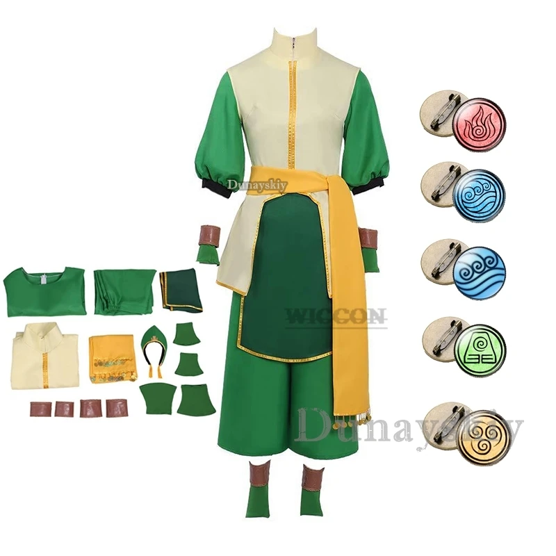 

Аниме Аватар: Последний Воздушный Бандер, косплей бэйфонг Тоф, костюм для косплея, костюм, жилет, штаны, наряды для взрослых с эмблемами