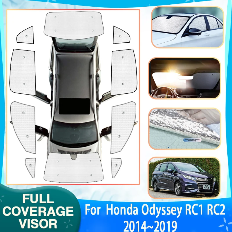 

Car Full Coverage Sunshades For Honda Odyssey 2015 Accessories RC1 RC2 2014~2019 Car Anti-UV Sunscreen Window Sunshade Covers