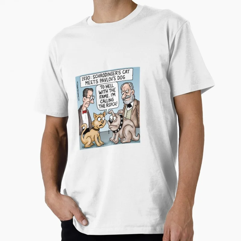 

Schrodinger's Cat & Pavlov's Dog Funny Psychology Gift shirt Science geek 100% cotton Print Graphic Clothes All size S-6XL Tops