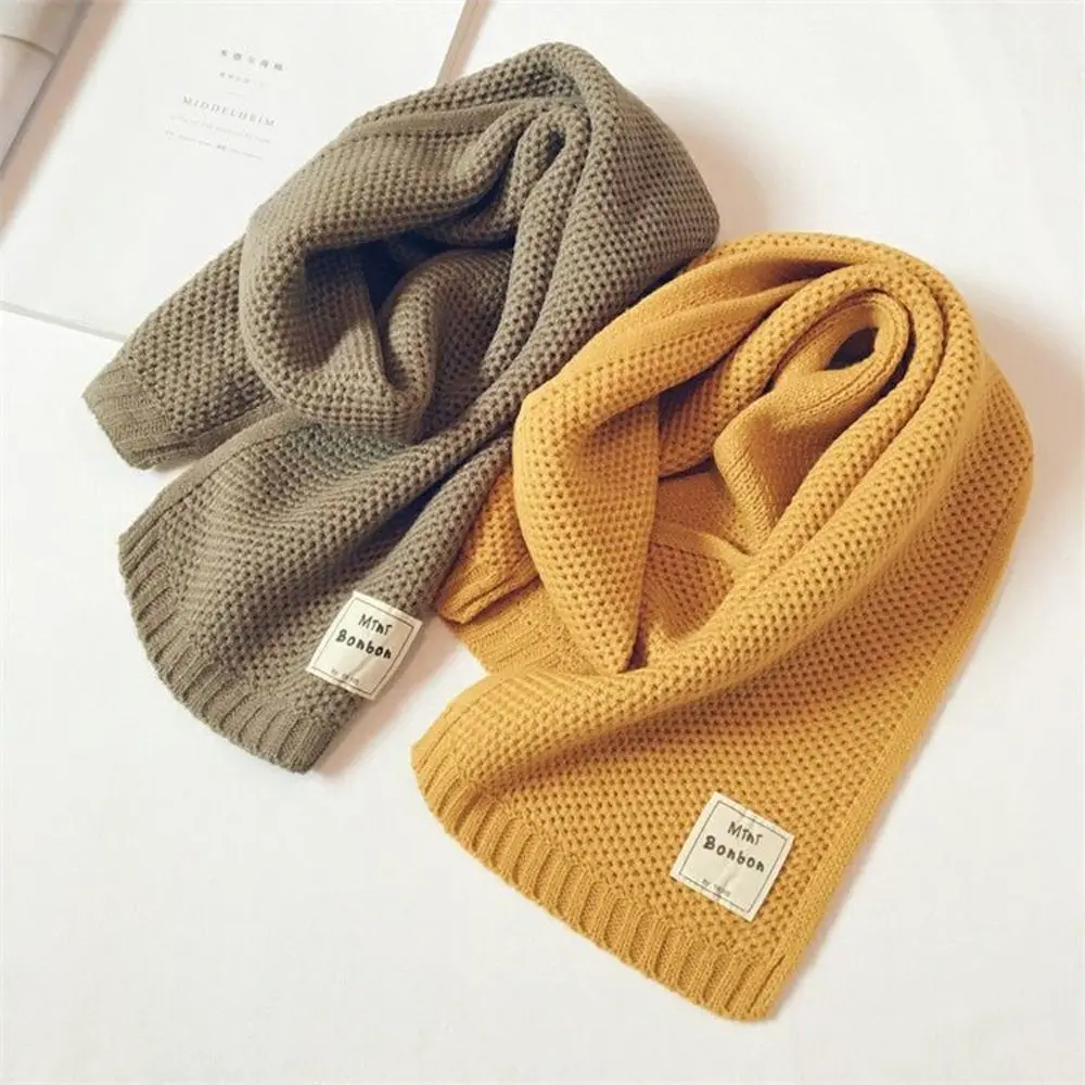 

Warm Autumn Cotton Solid Color Winter Korean Style Wrap Muffler Children's Scarf Knitted Shawl