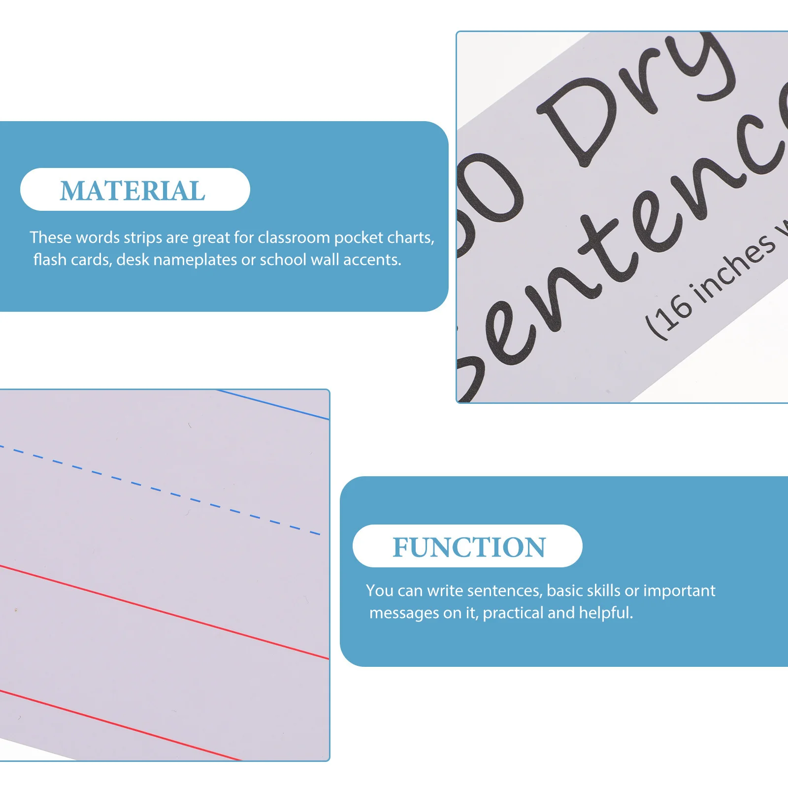 30Pcs Sentence Writing Strips Ruled Paper Strips for School Classroom Learning Teaching Educational Supplies School Supplies