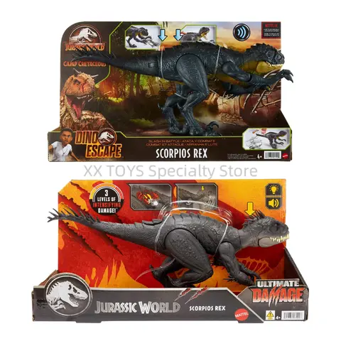 Jurassic World Ultimate Damage Scorpios Rex Dinosaur Toy Figure with Damage Light & Sound Toy Children's Holiday Birthday Gifts