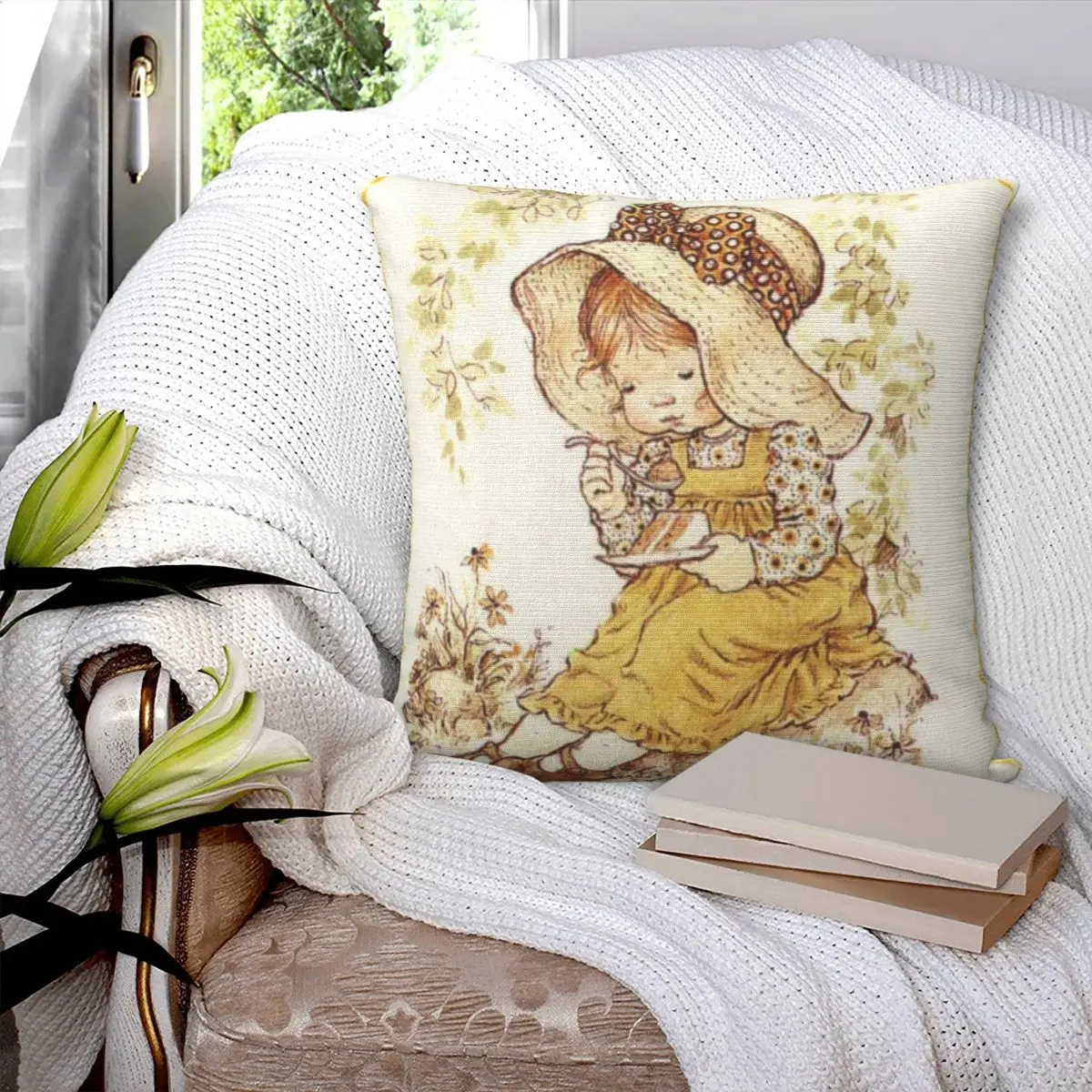 Sarah Kay Swing Girl Square Pillowcase Pillow Cover Polyester Cushion Decor Comfort Throw Pillow for Home Living Room