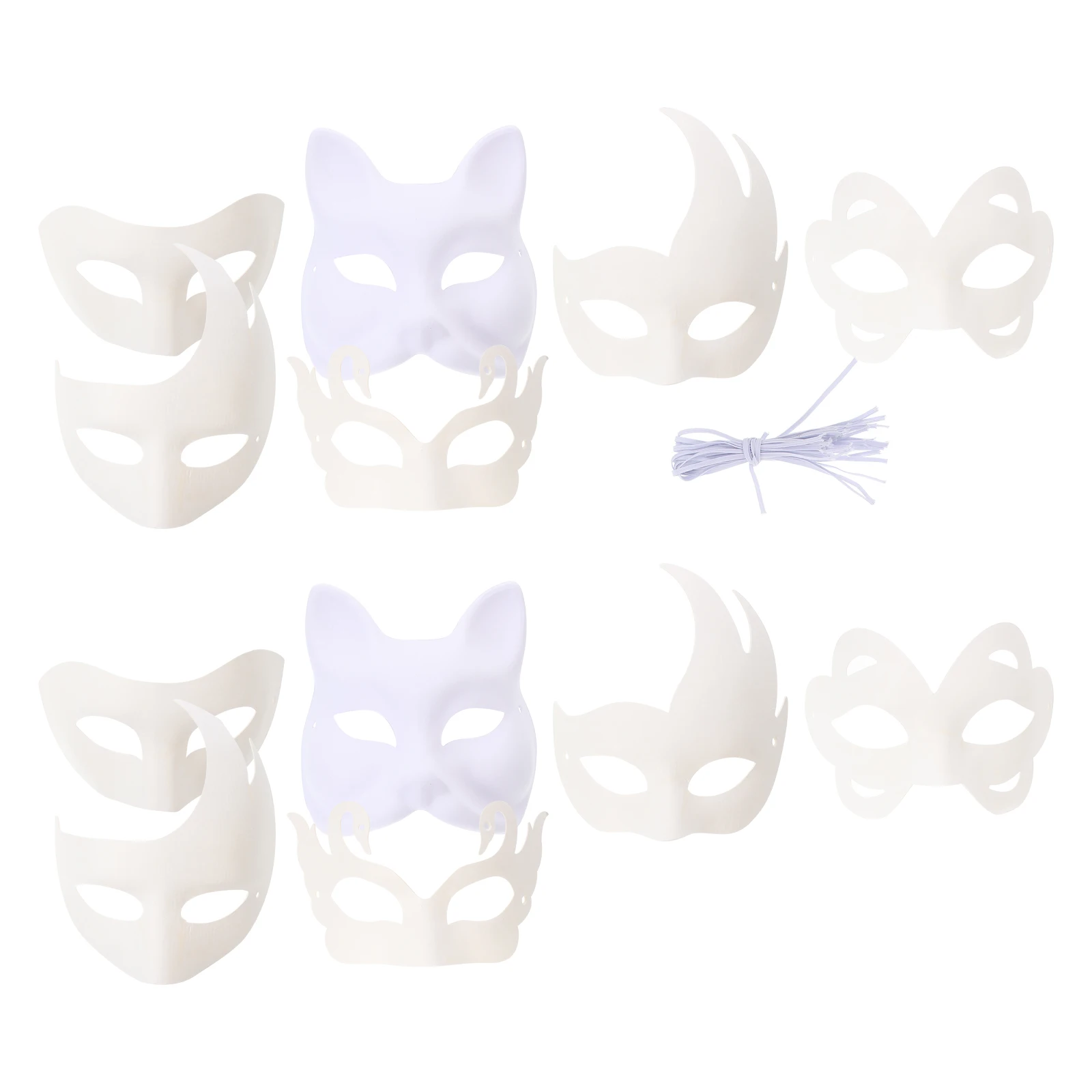 

12 Pcs Hand Painted Mask Costume Masquerade Accessories White Blank Aldult Masks Cosplay
