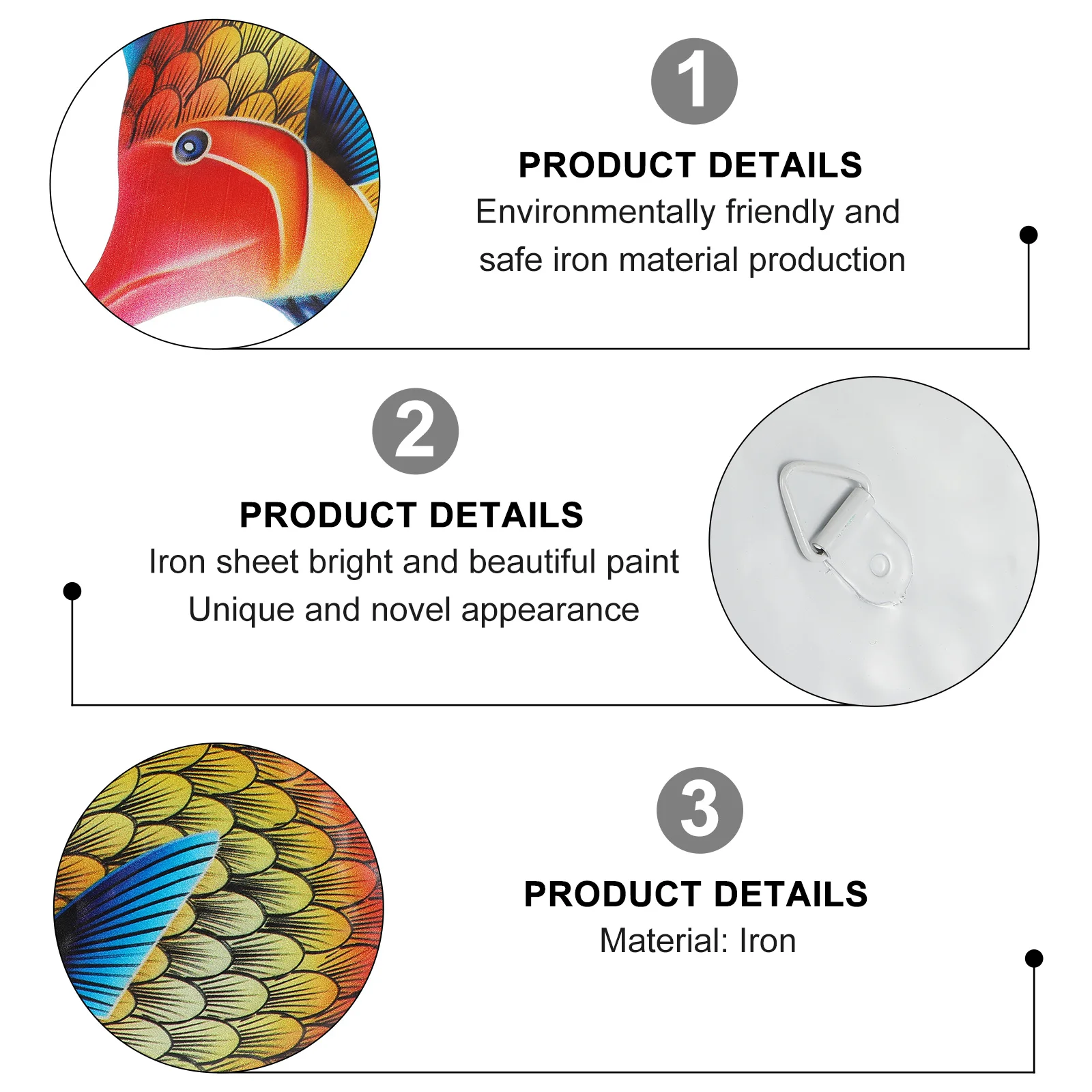 

Ocean Fish Wall Decor Metal Hanging Sculpture Bright Color Indoor Outdoor Art Decoration for Home Garden Hotel Bar