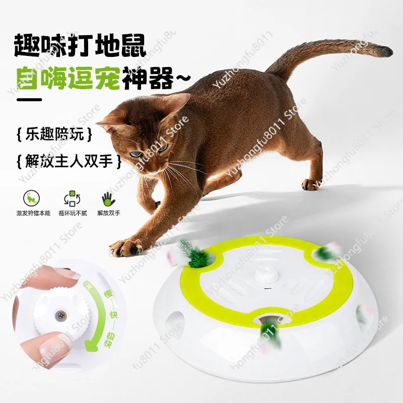 

Variable Speed Auto Rotating Turntable Interactive Feather Pet Toy for Kitten Indoor Fun Play
