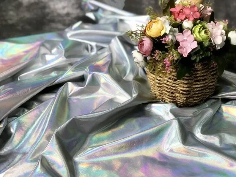 Soft Reflective Fabric Rainbow Reflective Fabric,Designer Fabric, Coated show dress fabric Halloween Costume 1 yards - Image 5