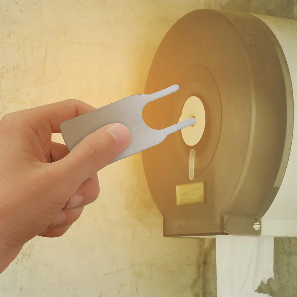 

2Pcs Universal Iron Toilet Paper Dispenser Key Commercial Bathroom Organizer Easy Opening Closing Durable White