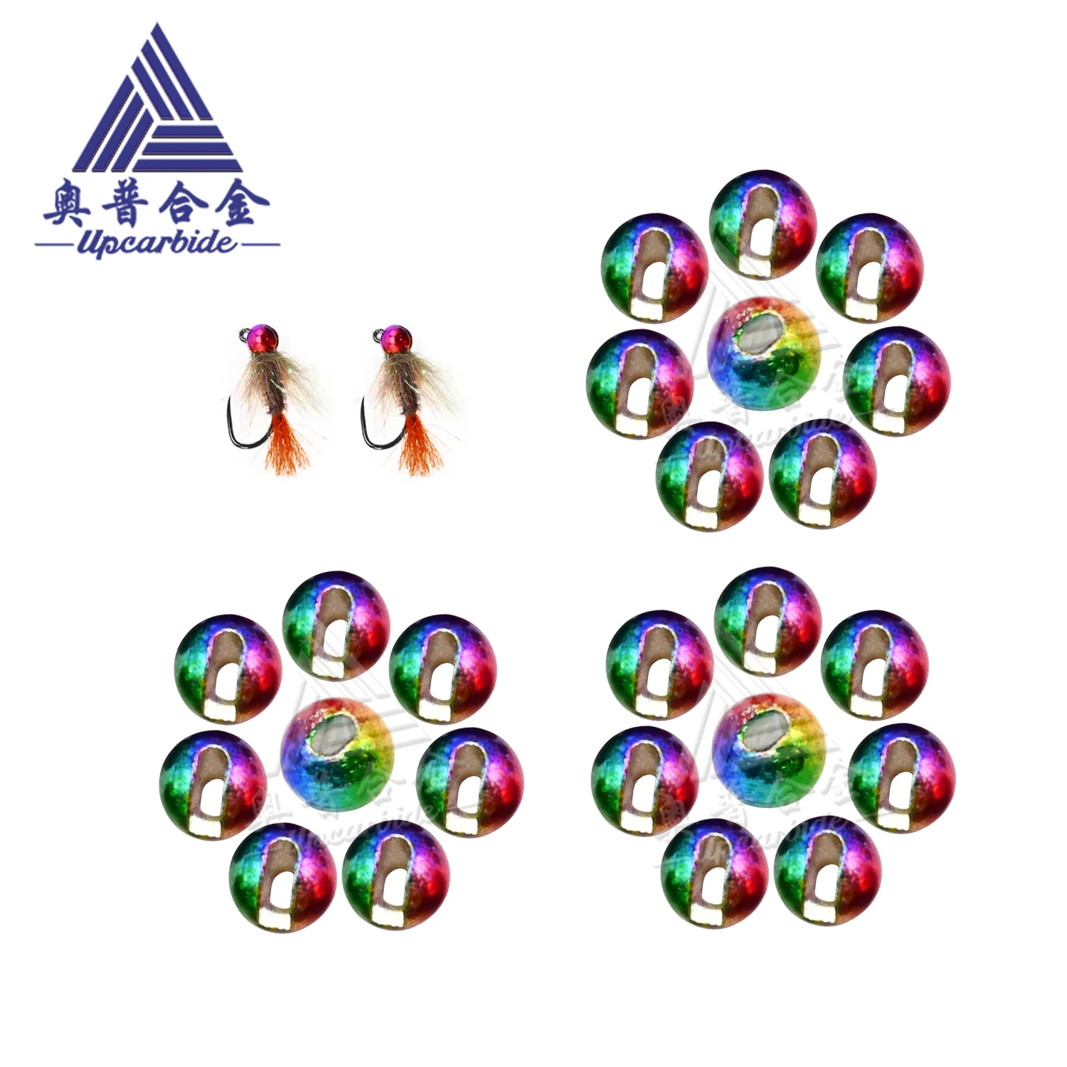 Type F Rainbow Carbide Beads 50/100 PCS - High Density Hollow Beads for Fly Fishing Lures