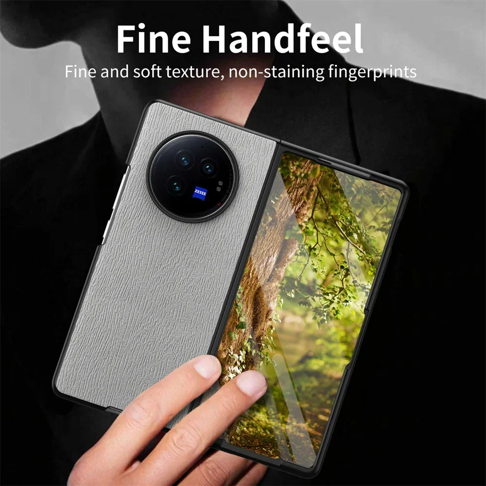 Leather Wood Pattern Case for  VIVO X Fold 3 Pro X Fold 2 X Fold X FLIP 4G 5G PC Bumper Slim Shockproof Protection Case