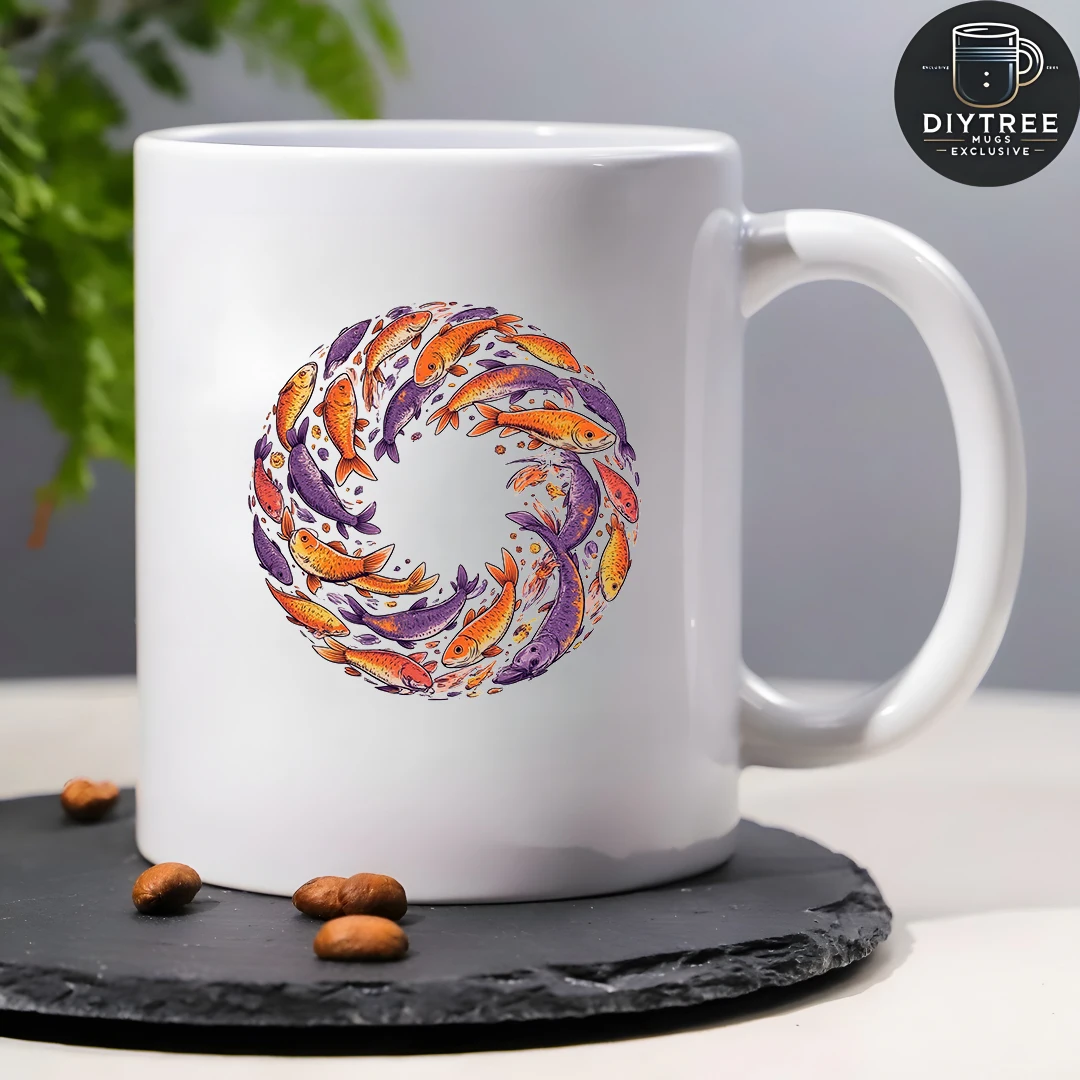 11オンスのマグカップ + 漫画の魚の学校イラストカップ + 子供用冷温両用カップ - 家族やオフィスへのクリスマスプレゼント