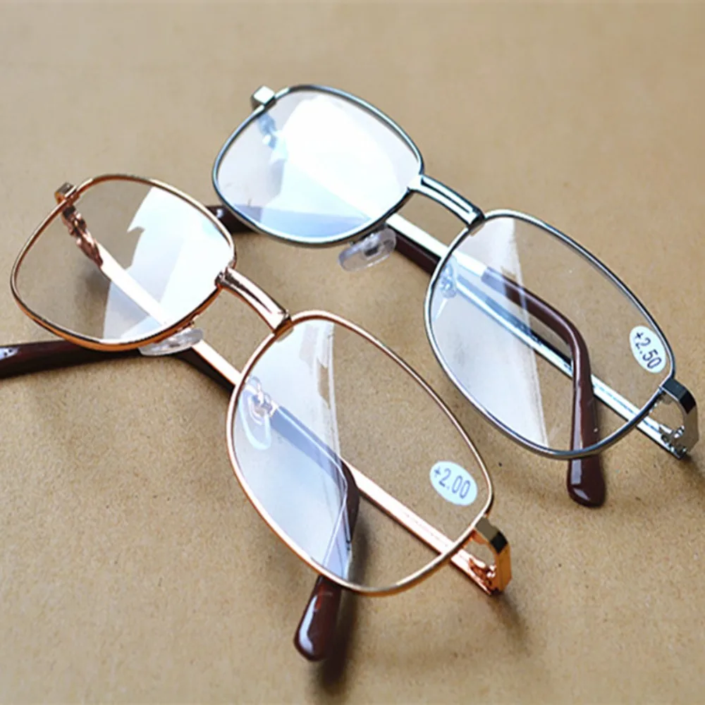 Metal Frame Square Reading Glasses Anti-fatigue Fashion High Definition Presbyopia Diopter +1.0 +1.5 +2.0 +3.5 +4.0 Lightweight