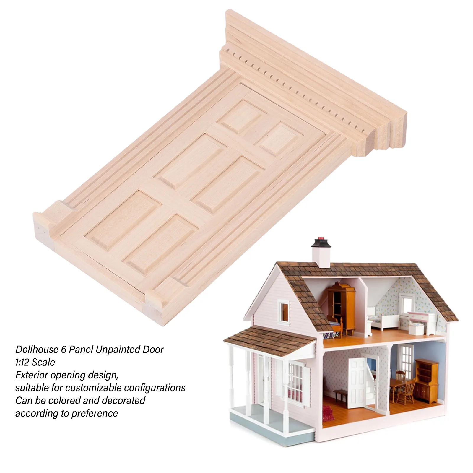 ZK30 1:12 pannello porta in legno miniatura casa delle bambole 6 telaio porta griglia mobili non verniciati accessori casa delle bambole