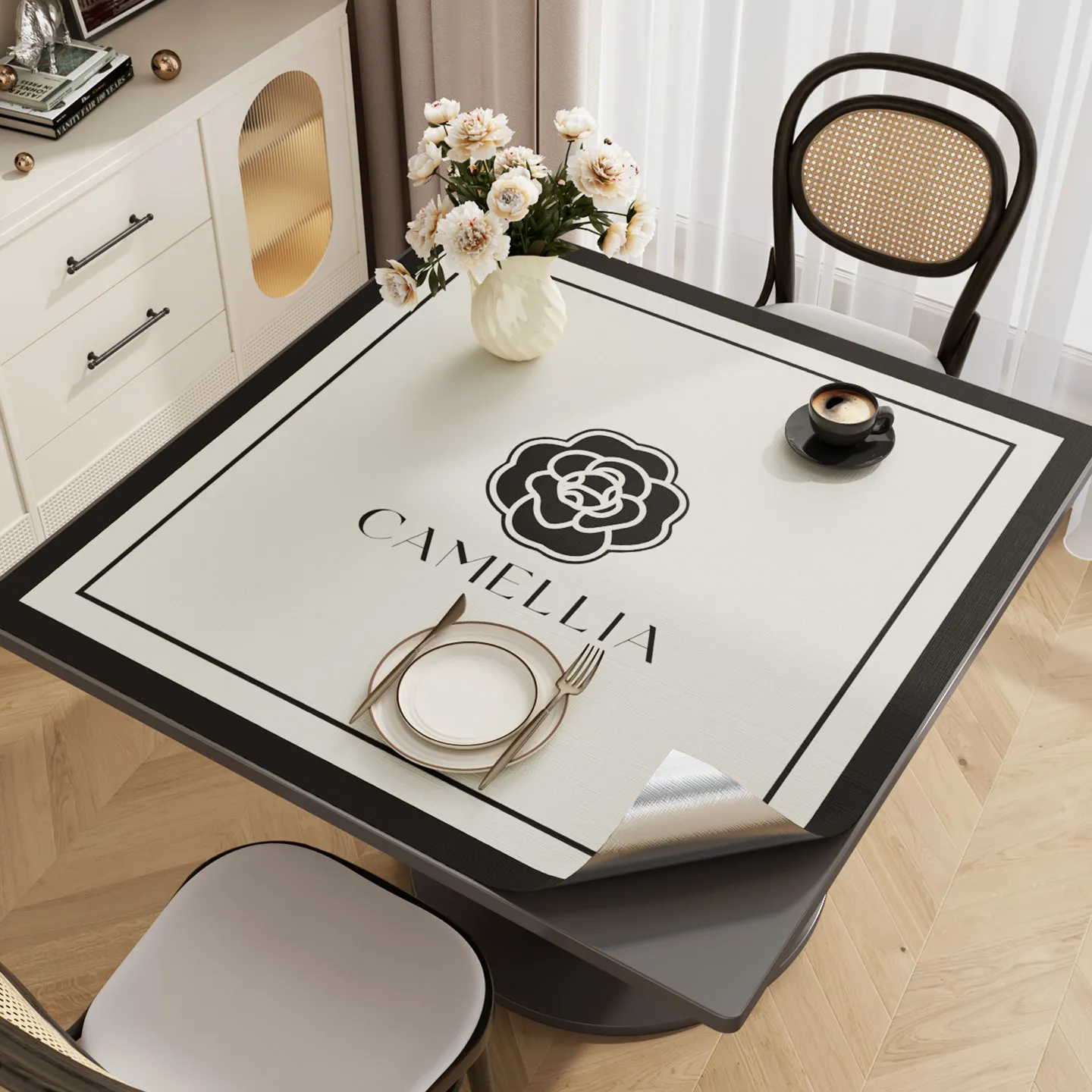VIKAMA Square Table Mat Waterproof Oil-proof Light Luxury Non-slip for Dining Coffee Table
