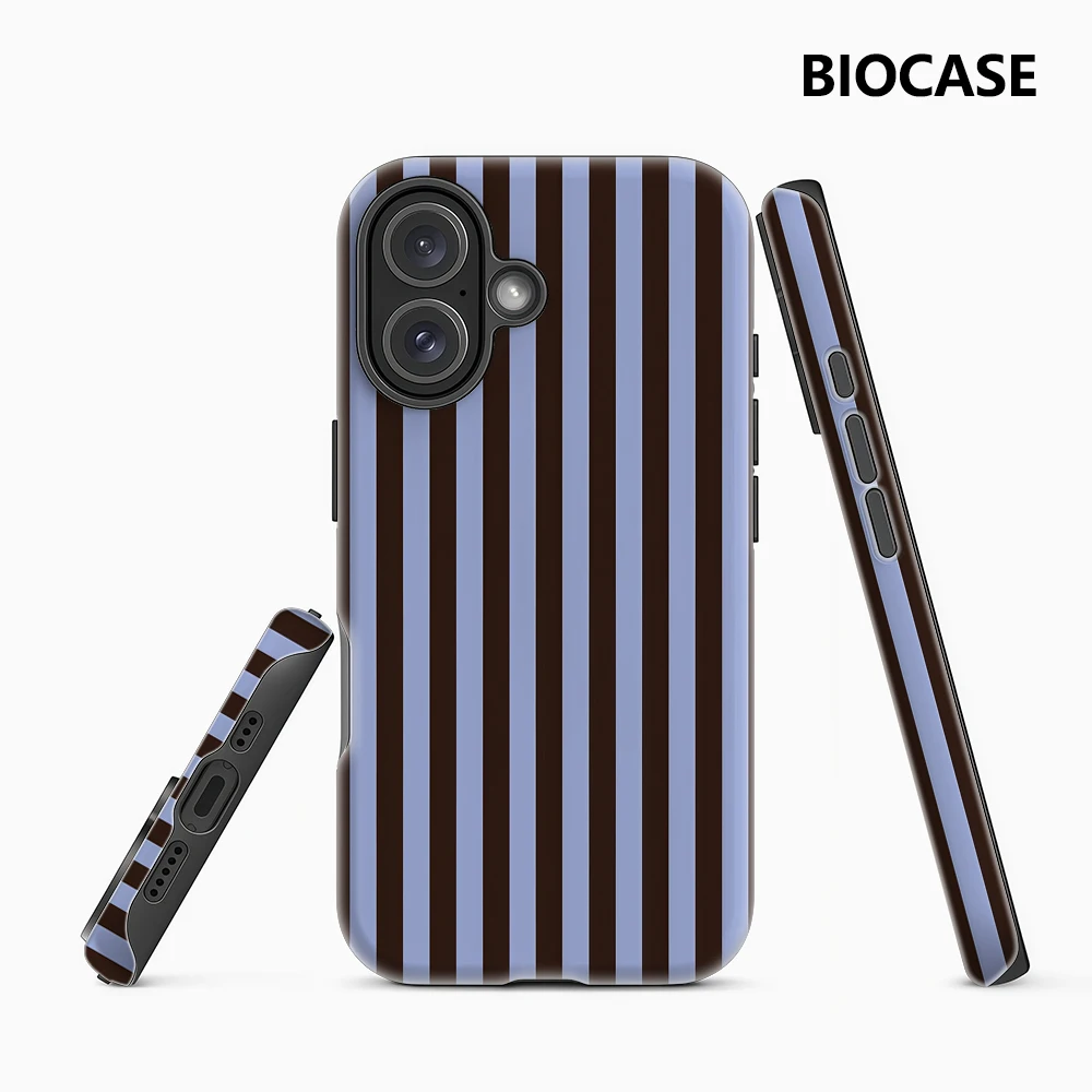 Kontrastierende braune blaue Streifen IPhone 17 Must-Haves Handyhülle für IPhone 17 16 15 14 13 12 Pro Max Plus Doppelschichtige Rückseite