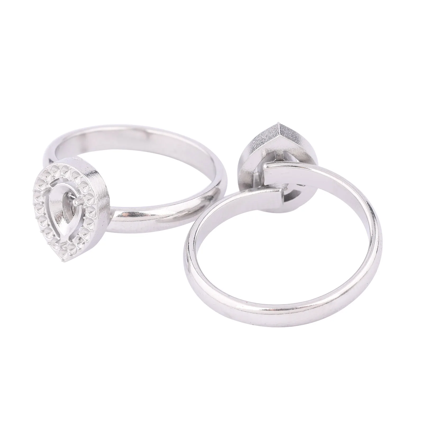 10pcs Stainless Steel Adjustable Ring Base Settings For 3.5x5.5mm Teardrop Crystal Stones Diy Bezel Fingerring Blanks