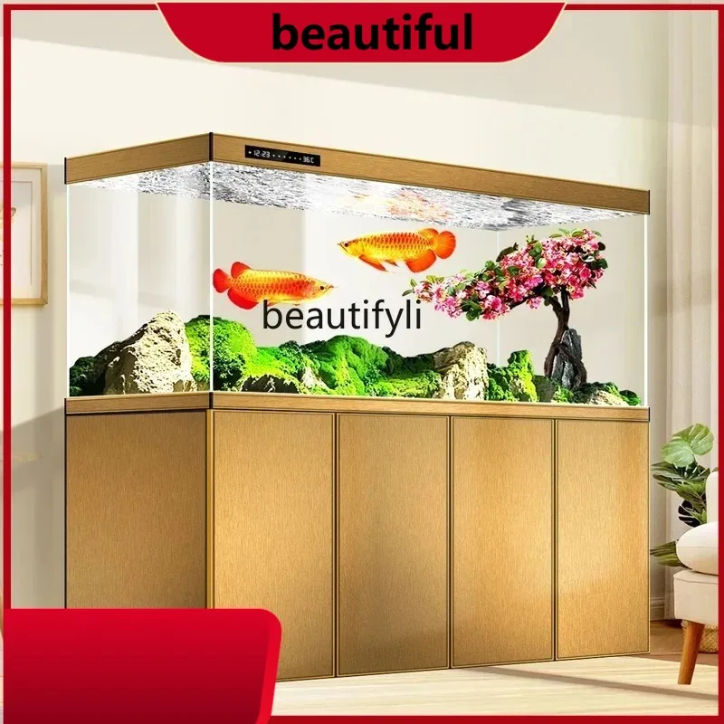 Pipeless bottom filter fish tank living room large partition ultra-white glass ductless aquarium H  H H
