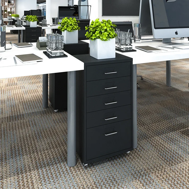 Office data file cabinet drawer mobile locker storage small low cabinet movable cabinet steel thickened