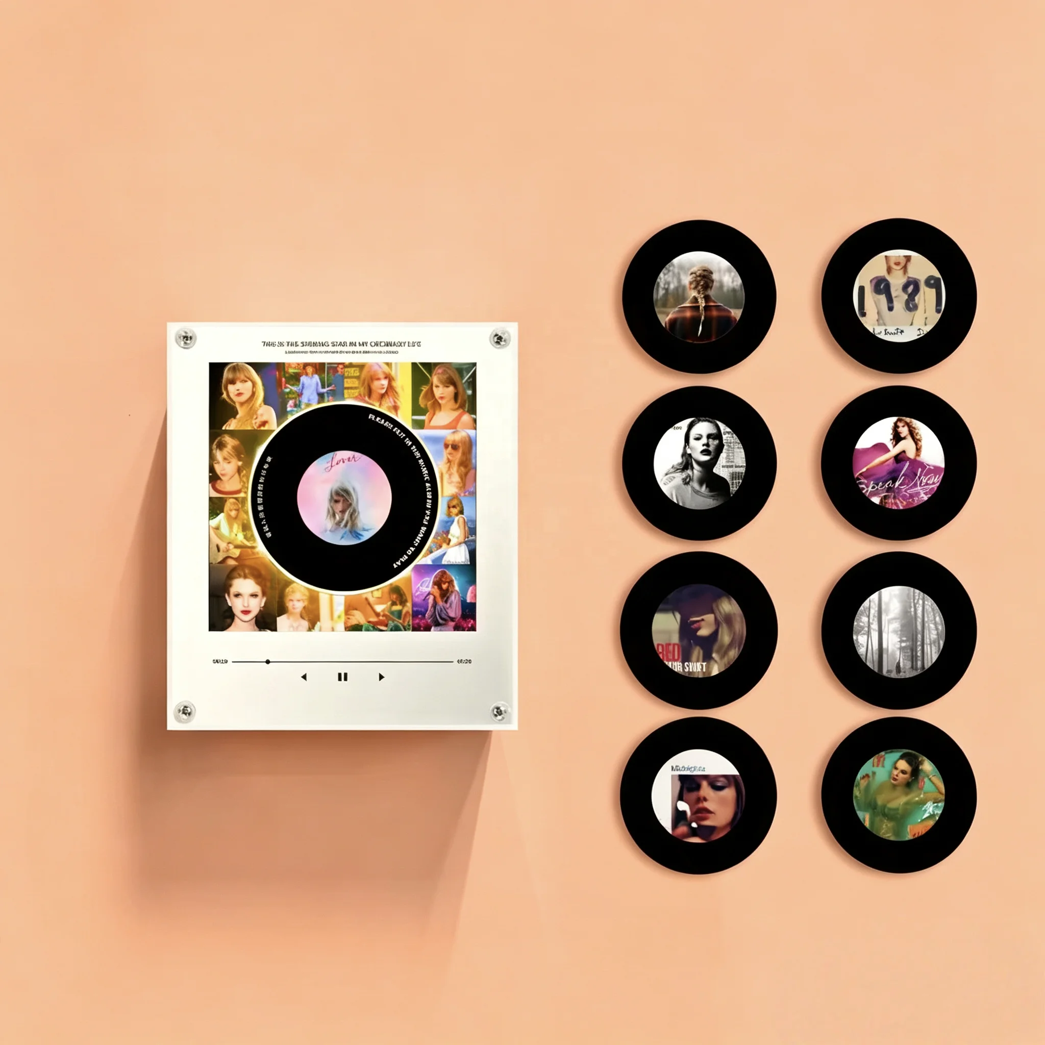 Pop Singer Album Rotating NFC Music Fridge Magnet Set Auto Play Vinyl Record Refrigerator Magnet Fan Collectible Gift