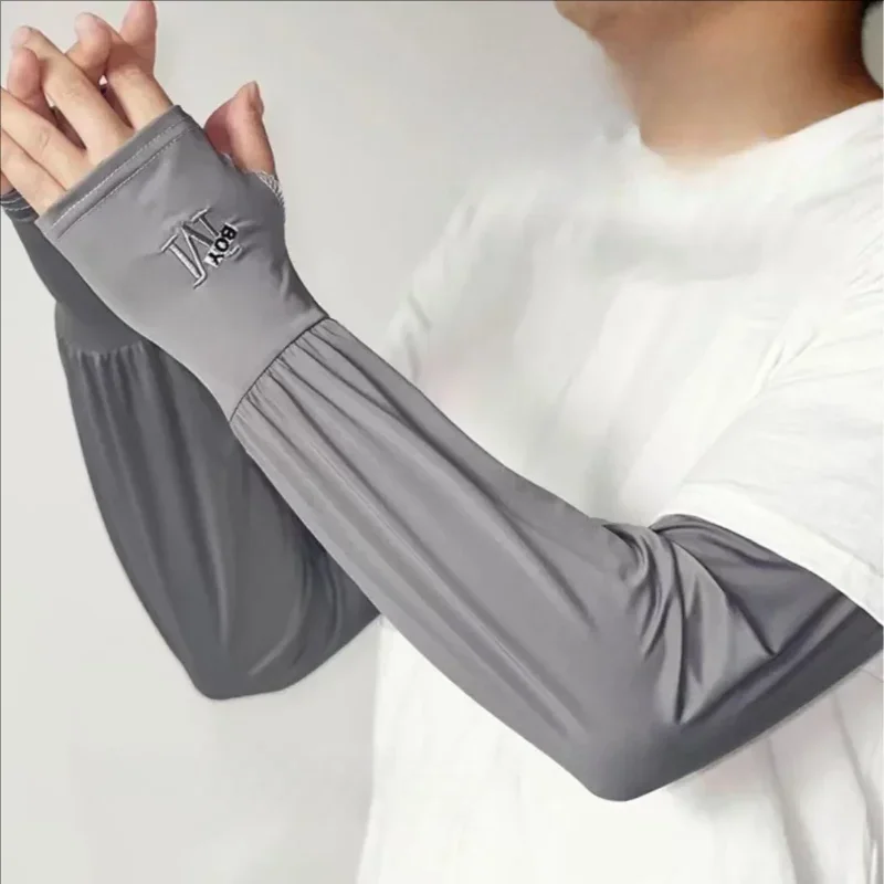 

Summer men's and women's ice silk sleeves Ice sleeves Sunscreen sleeves UV protection extended hand sleeves