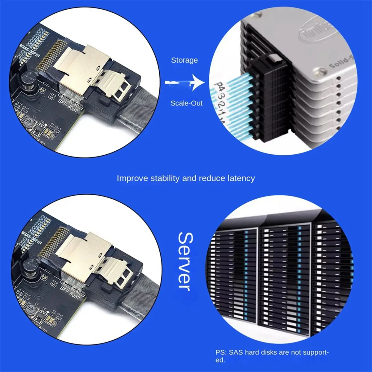 A43M PCIe to SFF-8087 SATA3.0 Expansion Card Mini-SAS/SATA Hard Disk 9215 Adapter Card 36PIN