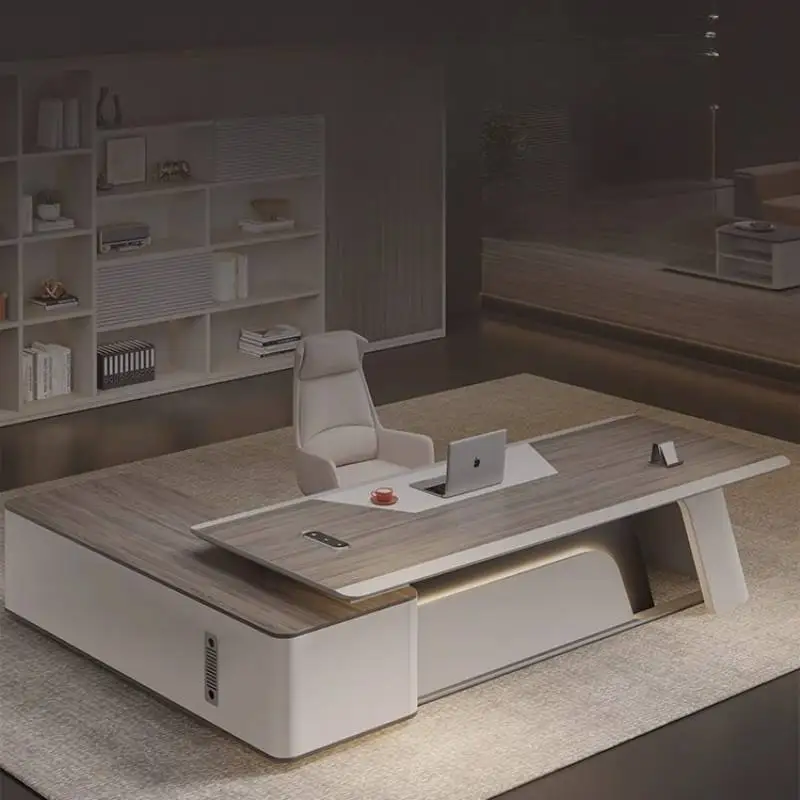 مكتب تنفيذي للمدير الأبيض مصنوع من الخشب القوي والكبير الفاخر ومكتب تنفيذي حديث ورخيص وأثاث مساحات صغيرة من Tisch #3