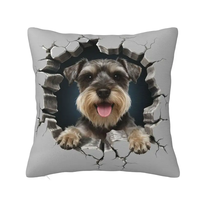 Schnauzer Wall Breaker Design Cushion Cover 55*55 cm Polyester Dog Lover Throw Pillow Case Home Decorative Sofa Chair Pillowslip