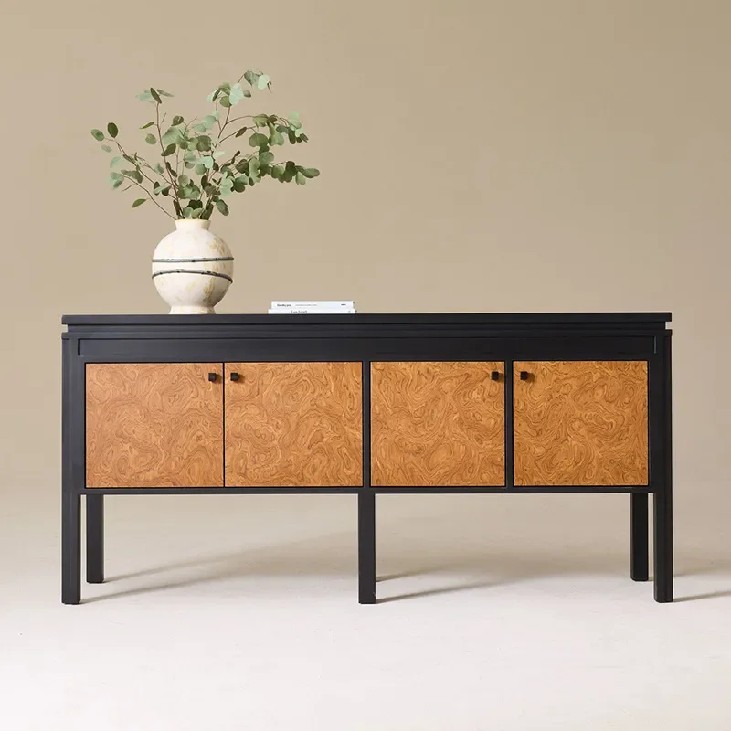 Medieval Solid Wood Sideboard with Tree Pattern Retro Storage Cabinet for Living Room Dining Area Porch Home Decor