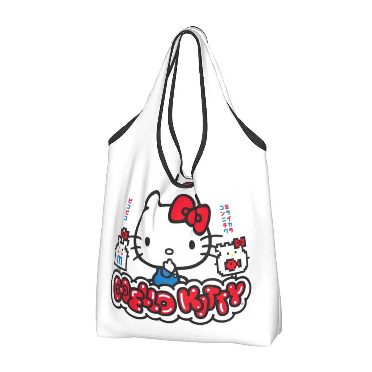 

Large Reusable Hello Kitty 45th Anniversary Cute Grocery Bags Recycle Foldable Shopping Eco Bag Washable Fits in Pocket