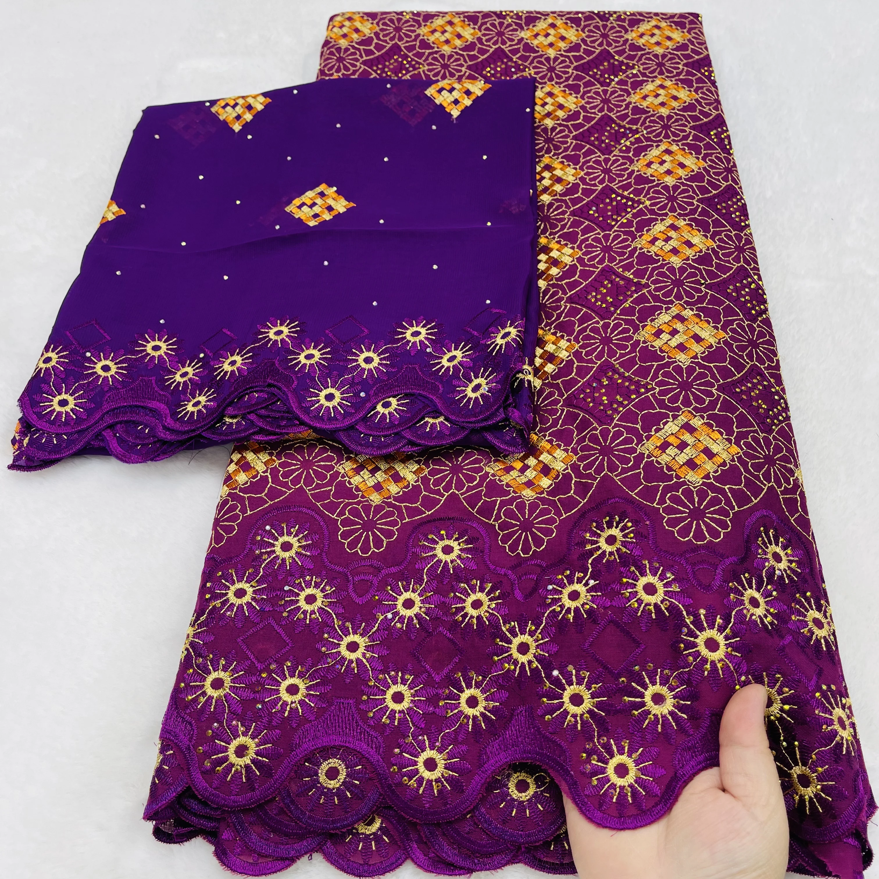 

7 yard With Scarf Swiss lace fabric Dry lace embroidery African 100% cotton fabrics Swiss voile lace Dubai style 12L80601227