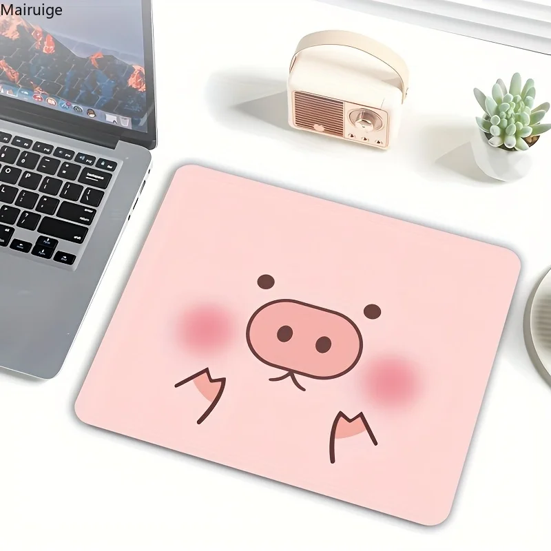 

Cute Pink Pig Small Mouse Pad Interesting Cartoon Gaming Mousepad with Lock Edge Rubber Anti-slip Anti-wrinkle Computer Desk Mat