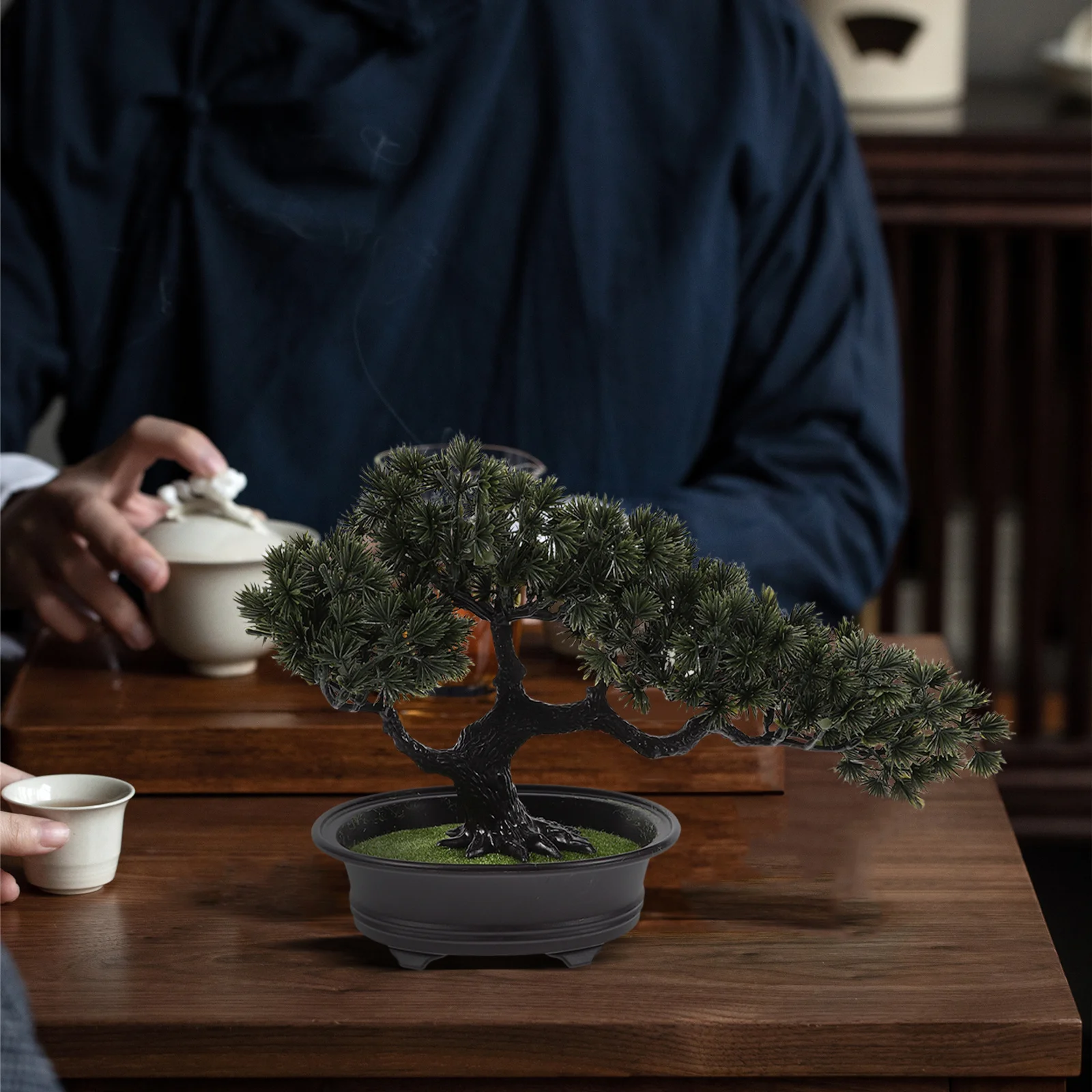 

Artificial Bonsai Pine Tree Lifelike Simulation Potted Plant For Office Home Decor No Watering Required Faux Indoor Greenery