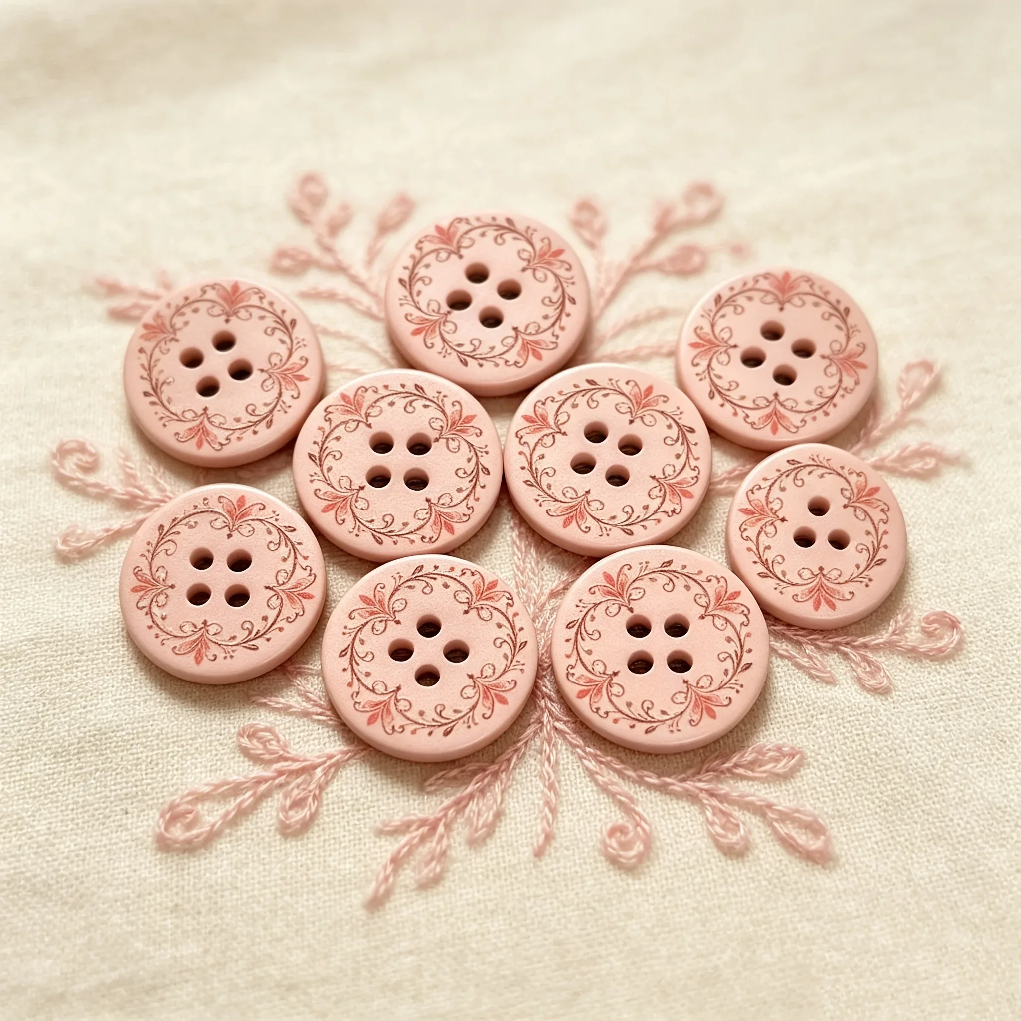 15pcs Pink Flower Resin Buttons, Creative Handmade Accessory Decorative Fasteners,Handmade DIY Clothing Accessory Buckle