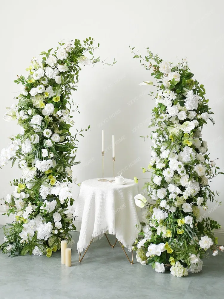 White Green Floral Arch Set Decorations Arrangement Props Floral Commercial Photo Studio Decoration Field