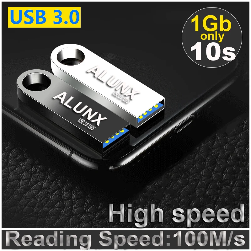 Alunx-USB 100% フラッシュドライブ,16g,32g,64g,128gペンドライブ,外部ストレージ