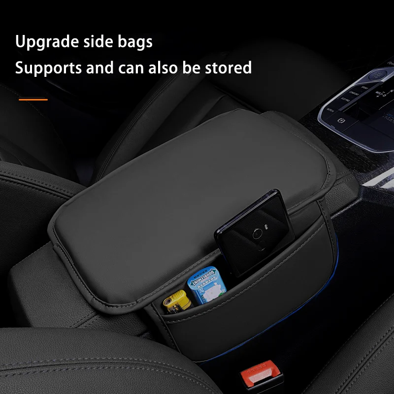 PU Leather Car Central Control Countertop Support Pad Armrest Box Pad with Bag for Audi A3 A4 A1 A6 B8 C6 Q6 8P Q3 Sline A5 A7 view 2