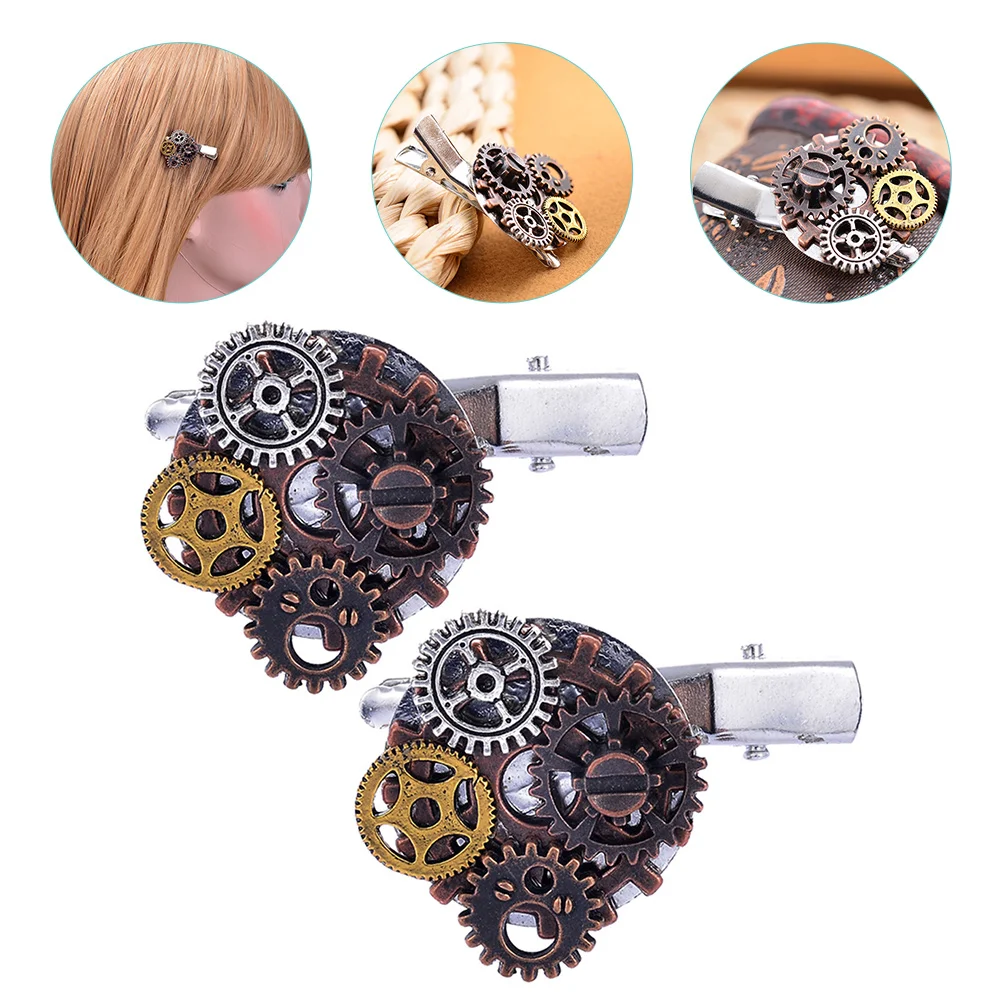 

2 Pcs Punk Hairpin Gothic Accessories Toppers Pirate Decorative Clips for Women Slides Alloy Accessory Miss