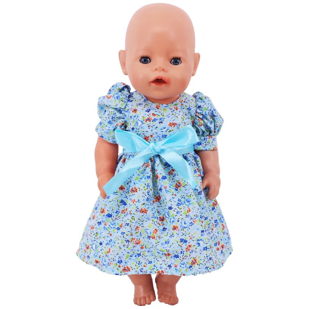 Vestido de bebé de ropa azul, se ajusta a la muñeca americana de 18 pulgadas y 43CM, muñeca recién nacida de 43cm, muñeca Reborn de 17 pulgadas