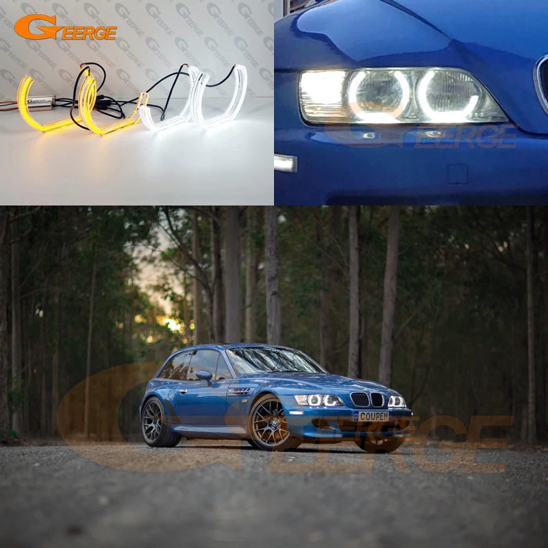 

For BMW Z3 1999 2000 2001 2002 Excellent Ultra Bright Refit Day Light Turn Signal DTM M4 Style LED Angel Eyes Kit Halo Rings