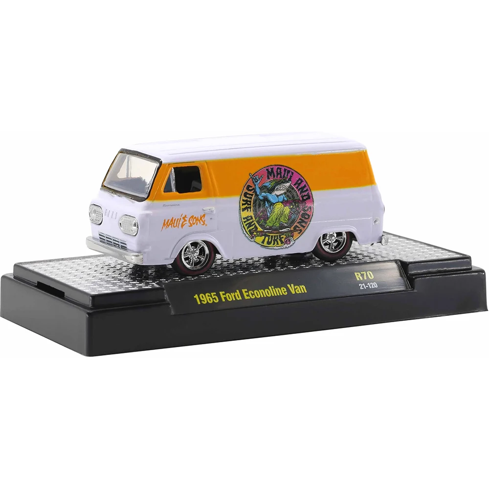 Mesin M2 skala 1/64 Diecast Ford Econoline pengiriman Van mobil logam campuran mainan Model kendaraan koleksi mobil mainan anak laki-laki untuk Hotwheels