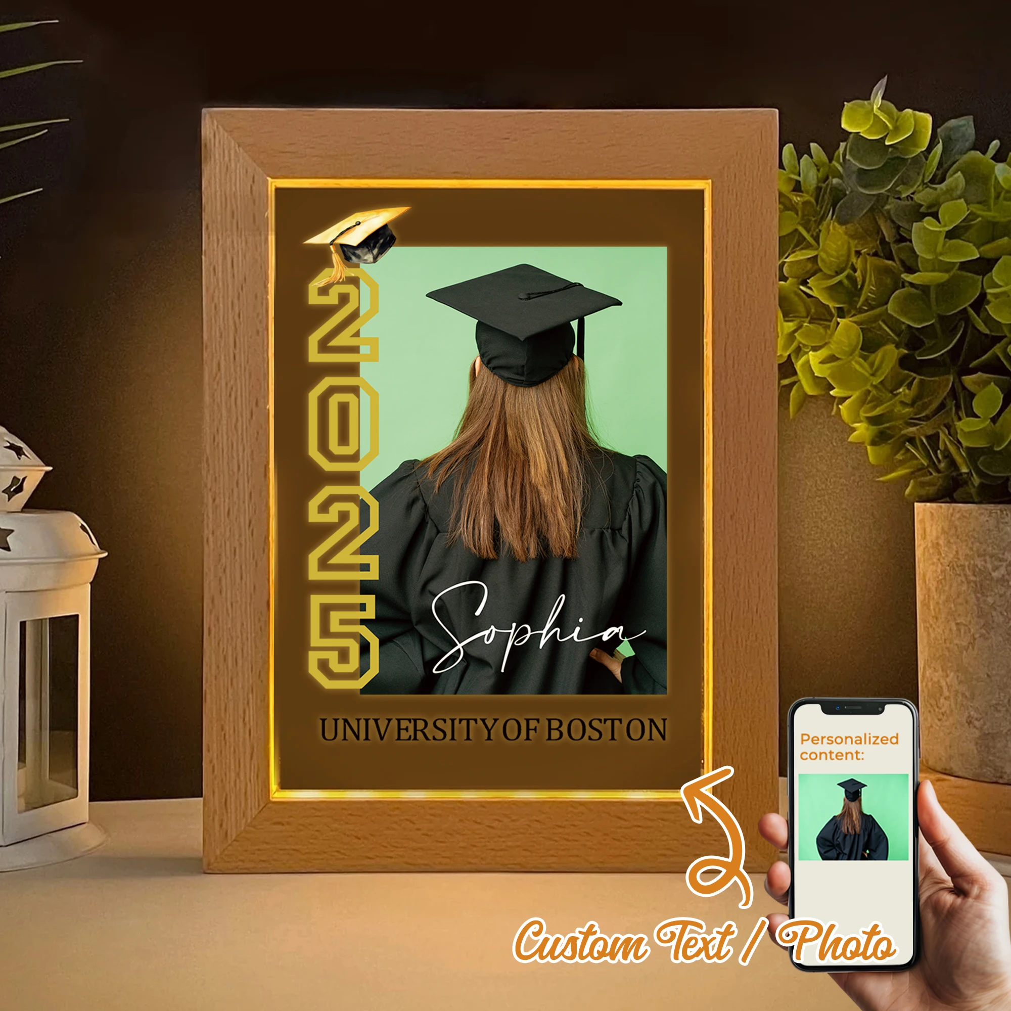 

2025 Graduation LED Night View Photo Frame Custom Commemorative Gift Family Living Room Bedroom Dining Room Home Decoration