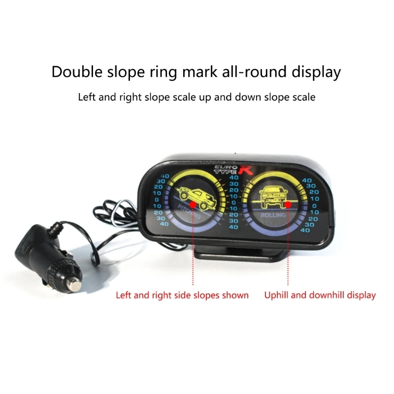 Slope Meter HUD Inclinometer with LED Light Car Digital Display Level Tilt Gauge 12V Car Slope Meter Adjustable Base Dropship