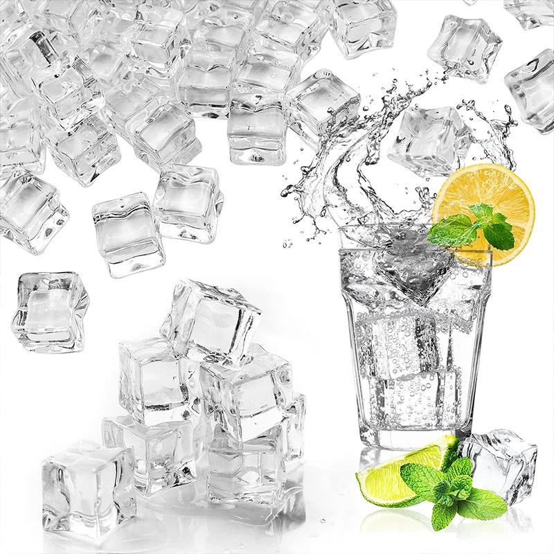 8/10/25pcs Photography Props Artificial Ice Cubes Acrylic Fake Crystal Cubes Drinks Whiskey Beer Display Wedding Bar Party Decor