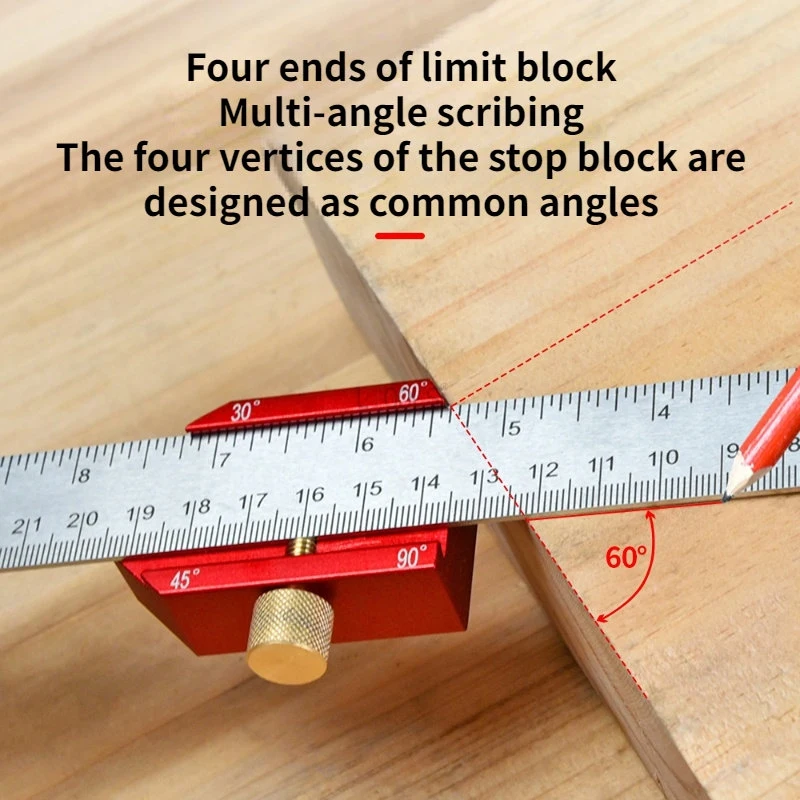 Angle Scriber Steel Ruler Positioning Block Fit For Carpentry DIY Measuring Tools Locator B