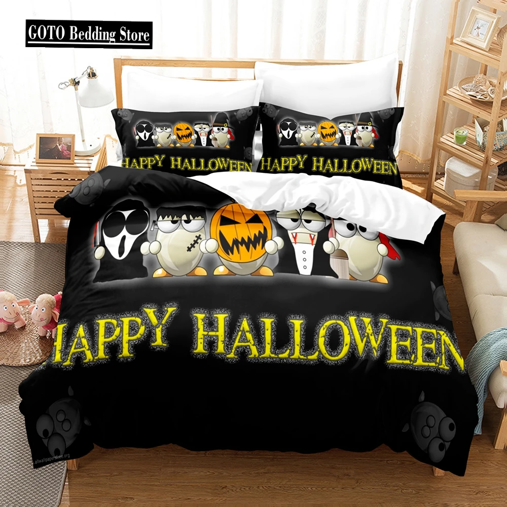 Print Happy Halloween Bedding Set,King Size,North American Style,Halloween Home Textiles,Bed Linen,Bedroom Comforter Cover skull