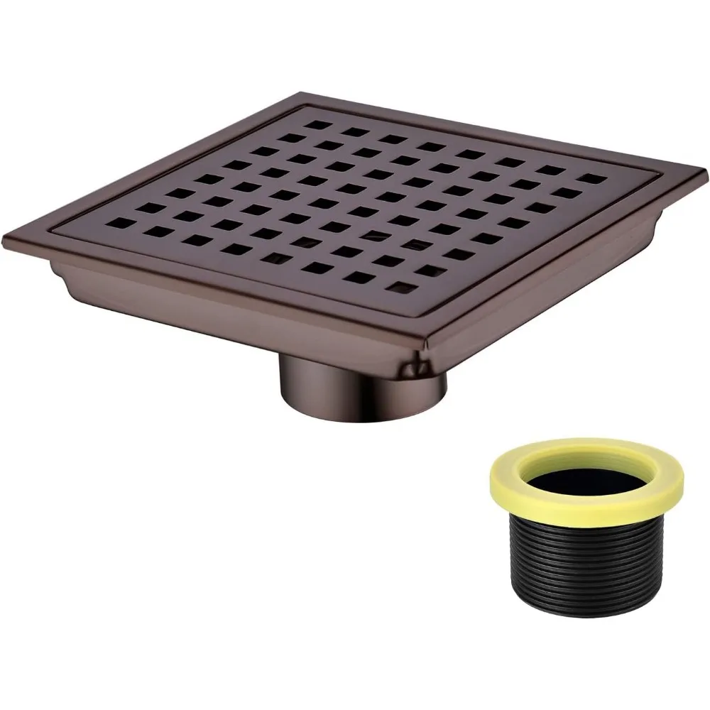 

Квадратный душевой трап из нержавеющей стали 6 дюймов с резьбовым адаптером и съемной решеткой, отделка под матовую бронзу