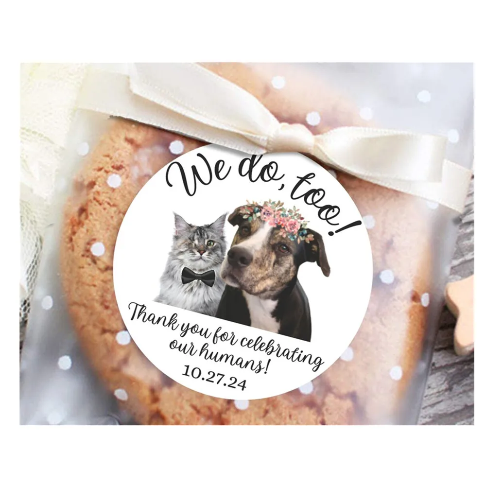 Dog Wedding Stickers, Pet Wedding Favor Labels, Animal Thank You Stickers, We Do Too Pet, Thank You For Celebrating My Humans St