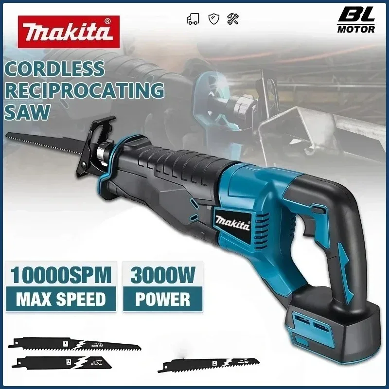 Makita 18V Cordless Reciprocating Saw With Safe Electric Brake System And Front LED Light For Carpentry Pipe Cutting DIY Project
