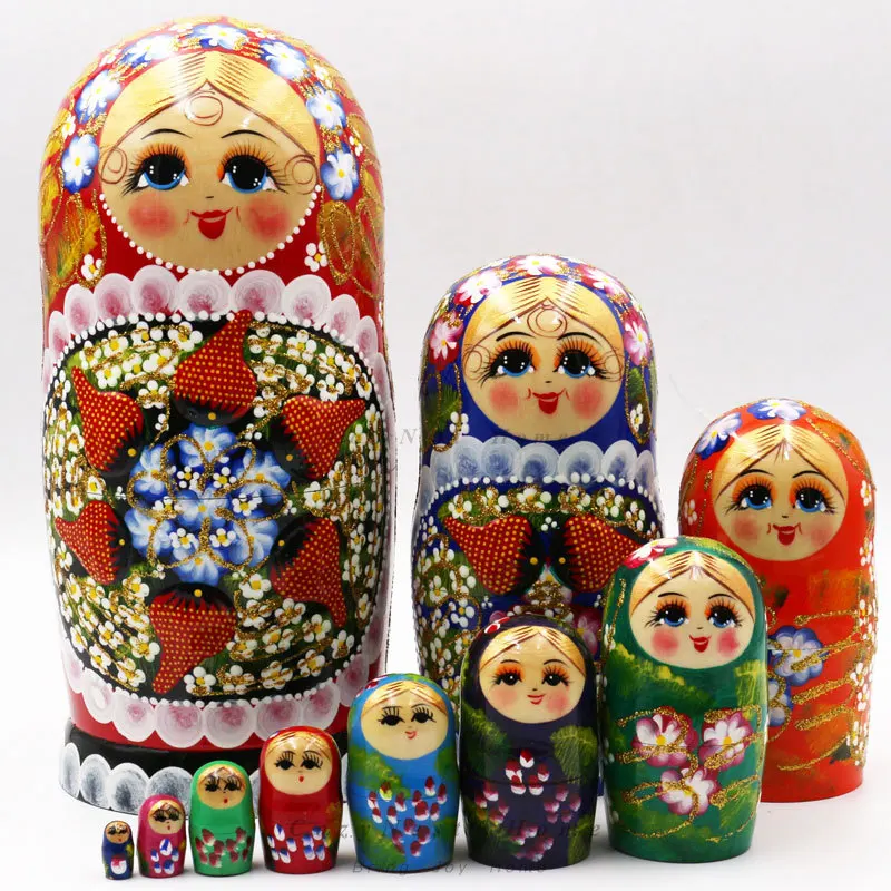 

Wooden handmade nesting doll 10 layers of paint strawberry birthday gift gift home ornament