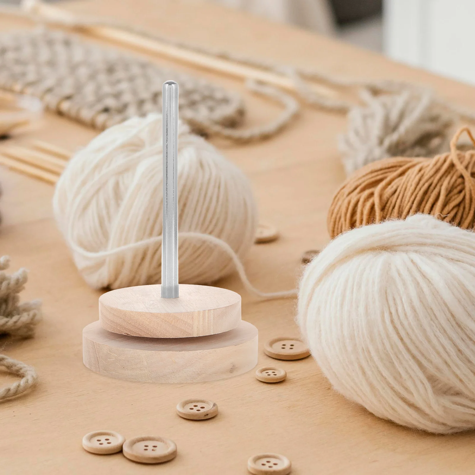 

Rotatable Wooden Dispenser Spool Rack Crochet Spinner Winding Tool Crocheting Ball Holder For Knitting Embroidery Accessories